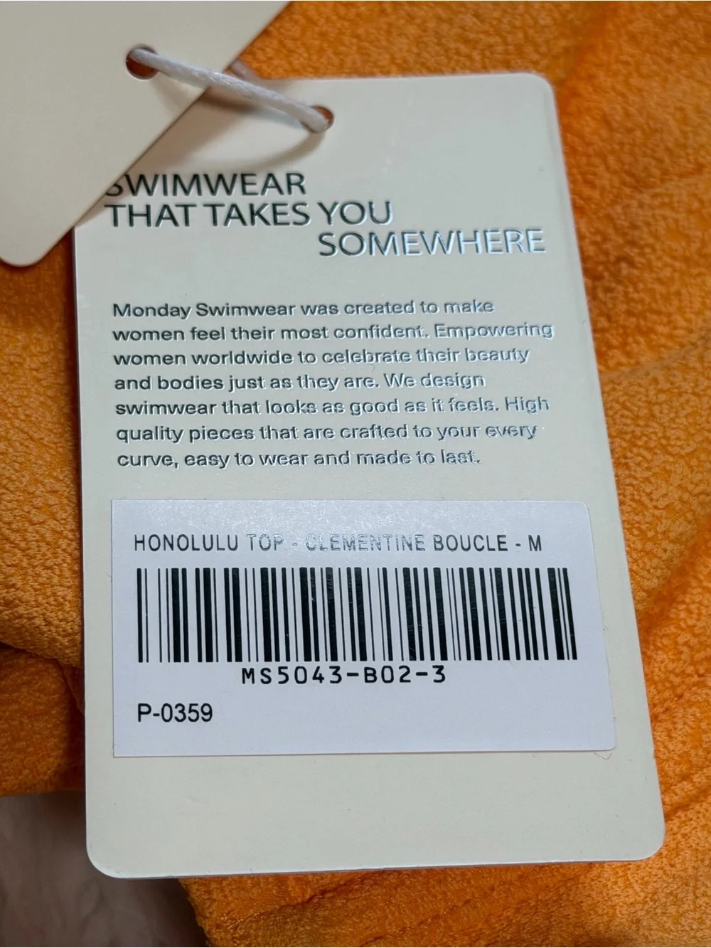 NWT Monday Swimwear Honolulu/Capri Bikini in Clementine Boucle - Size Medium